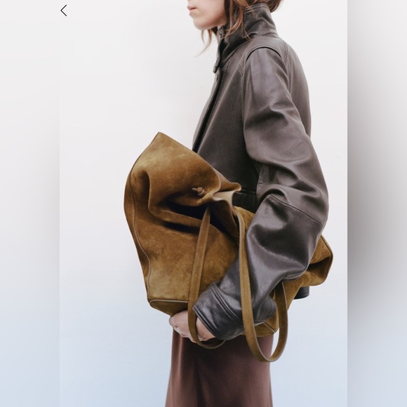 Mango Handbags - 👒 MANGO 👒 SUEDE LEATHER SHOPPER BAG TOBACCO BROWN